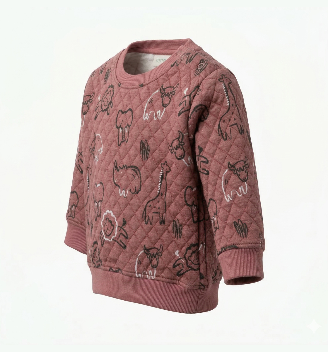 Toddler Quilted Safari Animal Print Sweatshirt Main View