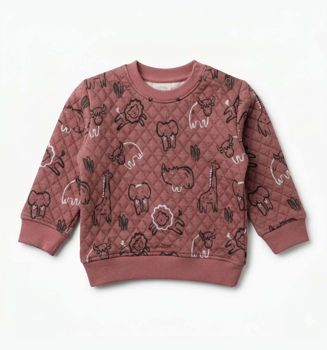 Toddler Quilted Safari Animal Print Sweatshirt Detail View 2