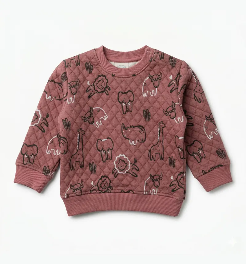 Toddler Quilted Safari Animal Print Sweatshirt Detail View 2