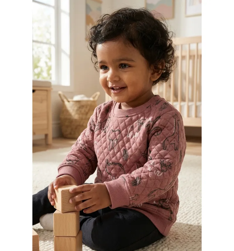 Toddler Quilted Safari Animal Print Sweatshirt Detail View 3